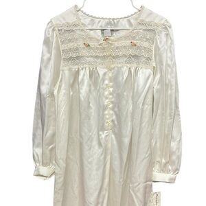 Vtg Hampton Intimates Elegant White Satin Nightgown NWT Sz S